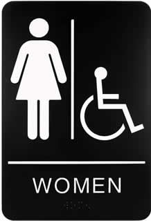 Black Women’s Handicap Washroom Sign – 4404